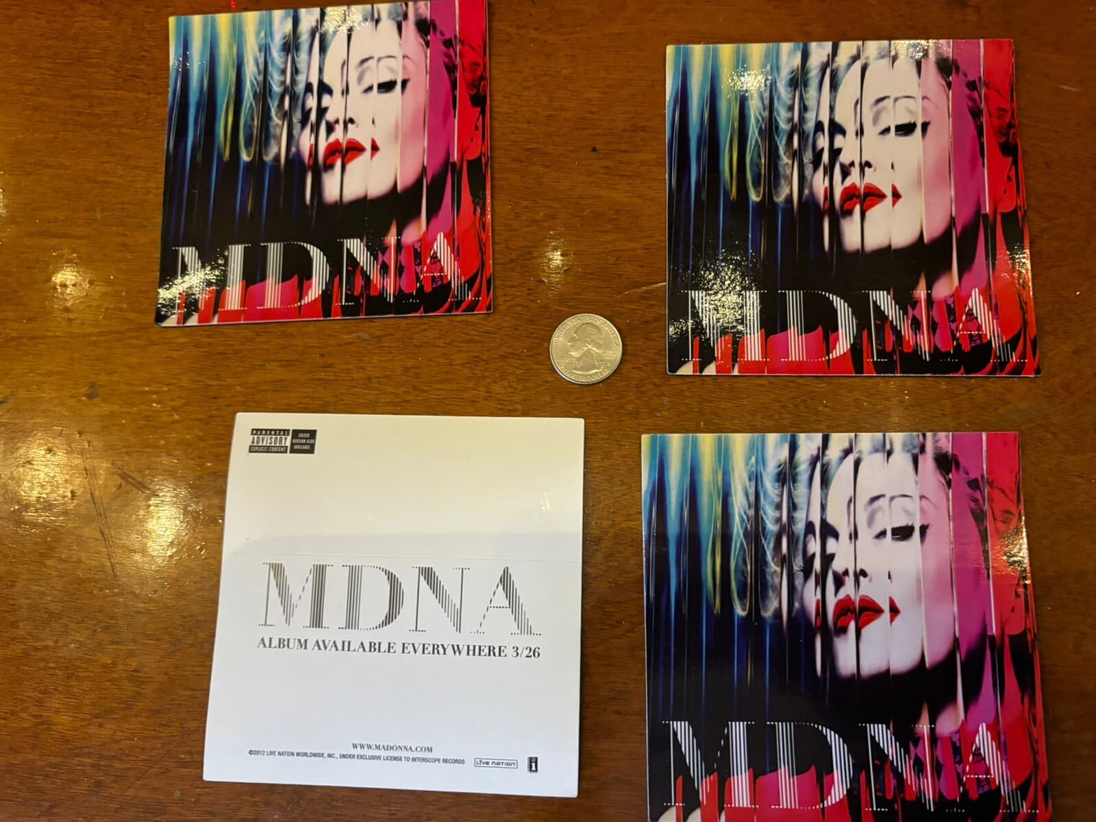 MADONNA  PROMO original STICKER. ( Lot of 4)-)  Plus free flag sticker 2