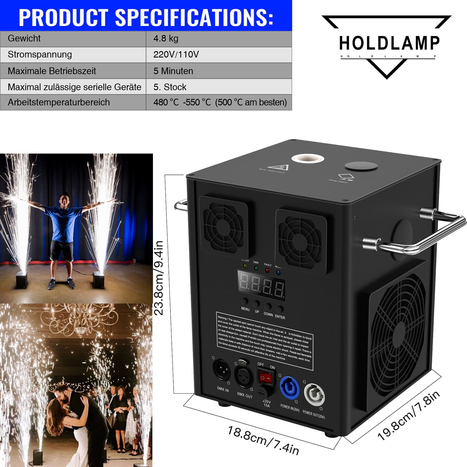 Cold Sparkler Machine 530W Spark Firework Machine DJ Disco Stage Effect Machine 3