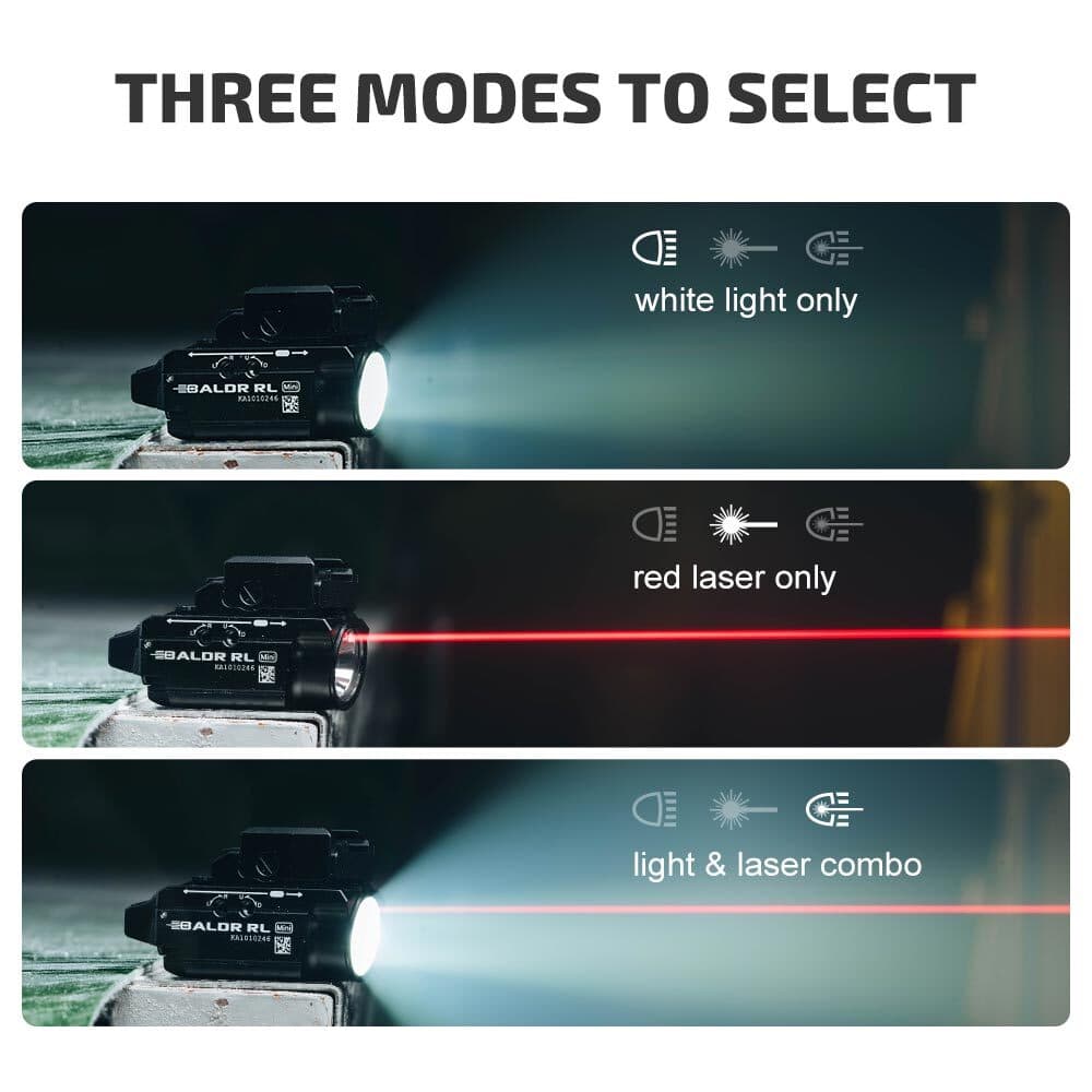 OLIGHT Baldr RL Mini 600-lumen Rail Mounted LED Tactical Light Pistol Red Laser 4