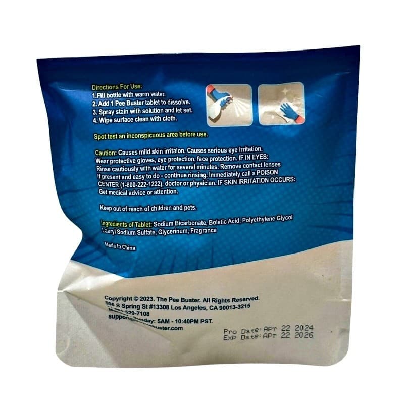 The Pee Buster Pet Stain Remover Cleaning System 4 9G Tablets ECO Friendly READ 2