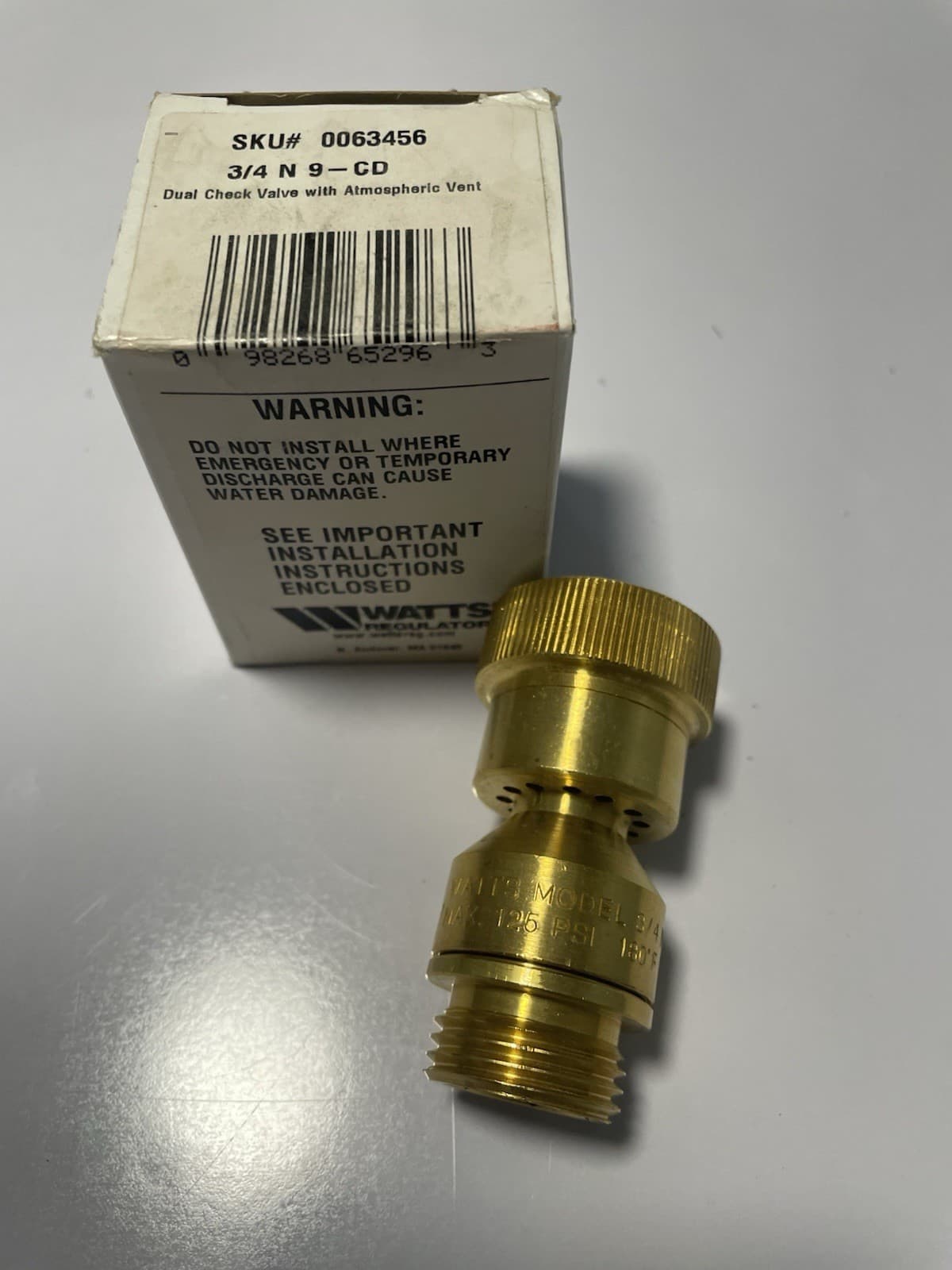 Watts Regulator 3/4 N 9-cd Backflow Preventer Dual Check Valve Atmospheric Vent