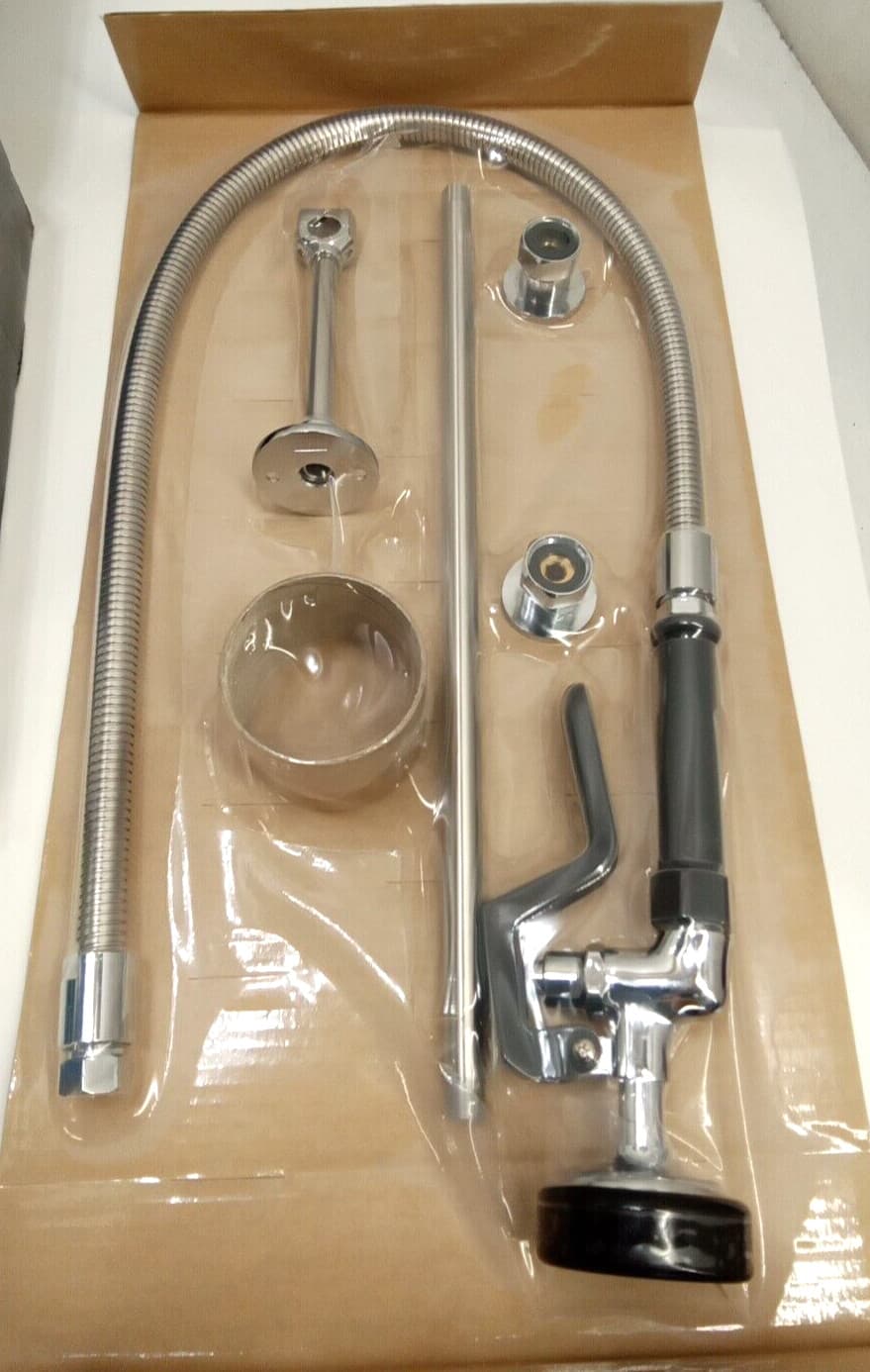 Regency 600PRW8X Wall-Mount Pre-Rinse Faucet w/ 8" Centers 1.15 GPM 44" SS Hose 4