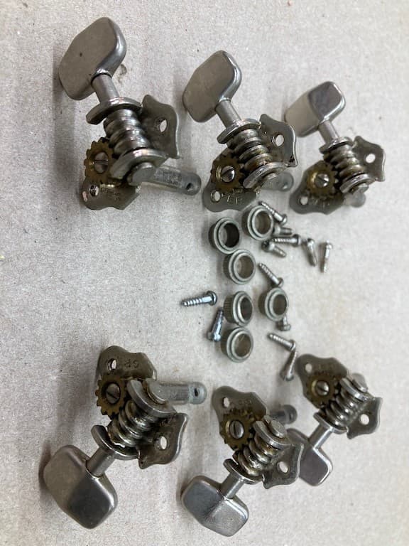 Vintage Grover Sta tite  guitar  tuners  nickle whole set bushings and screws 2