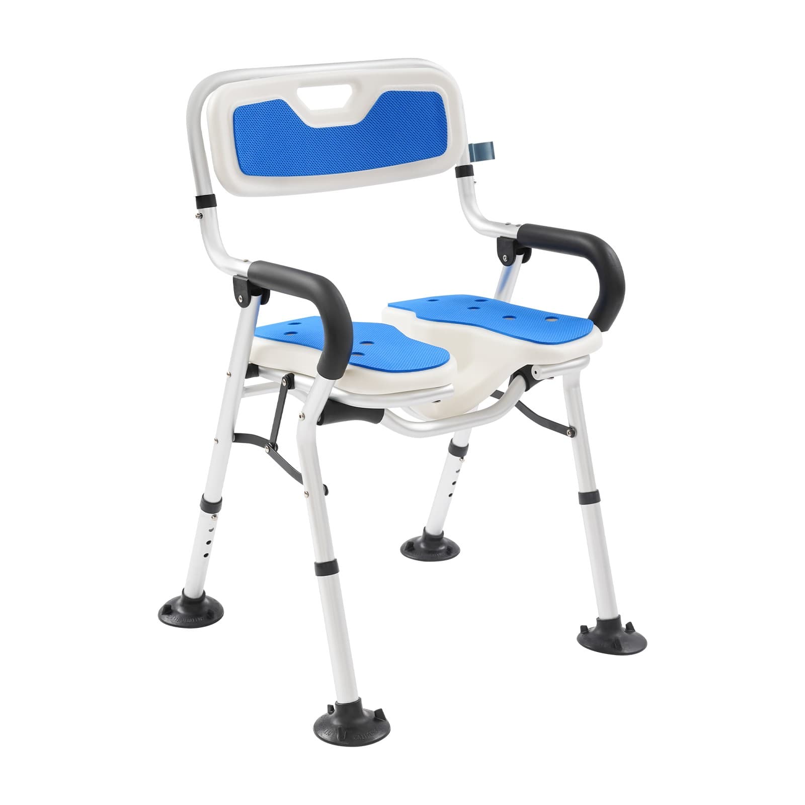 U-Shape Seat Foldable Shower Chair Heavy Duty Adjustable Height Chair Home USA 6