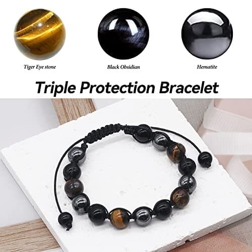 TAGOMEI Christmas Gifts for Mens Beaded Bracelets for Men 10mm, Single layer 2