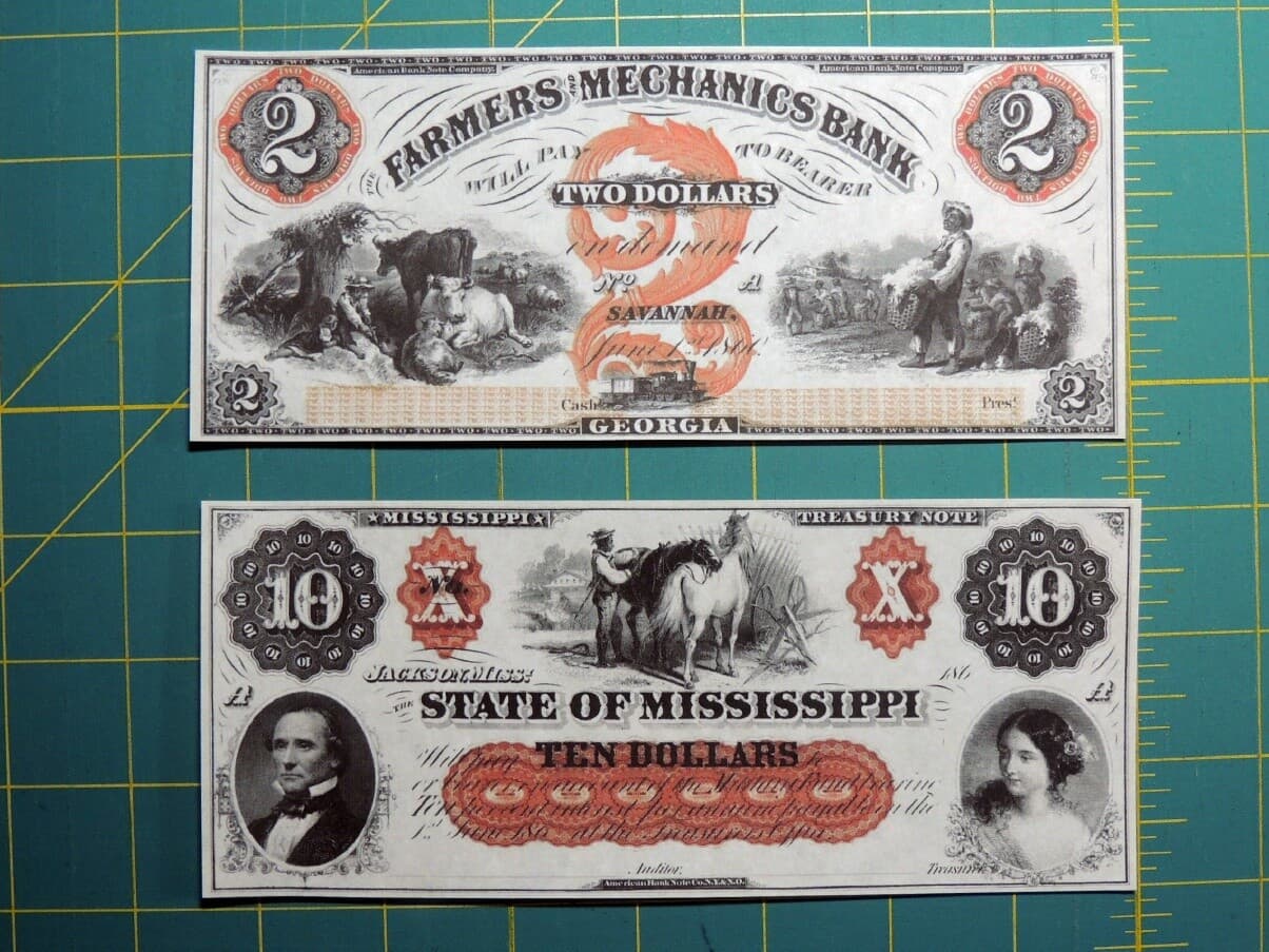Reproduction Obsolete Bank Notes: Civil War Era 6 Various CSA States Set #3 2