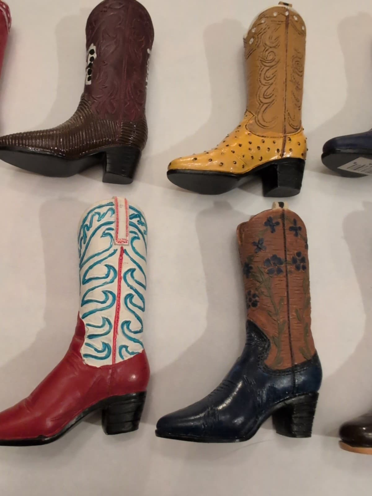 Lot of 9 Miniature Cowboy Cowgirl Boots Resin Figurine Collectible Western 4