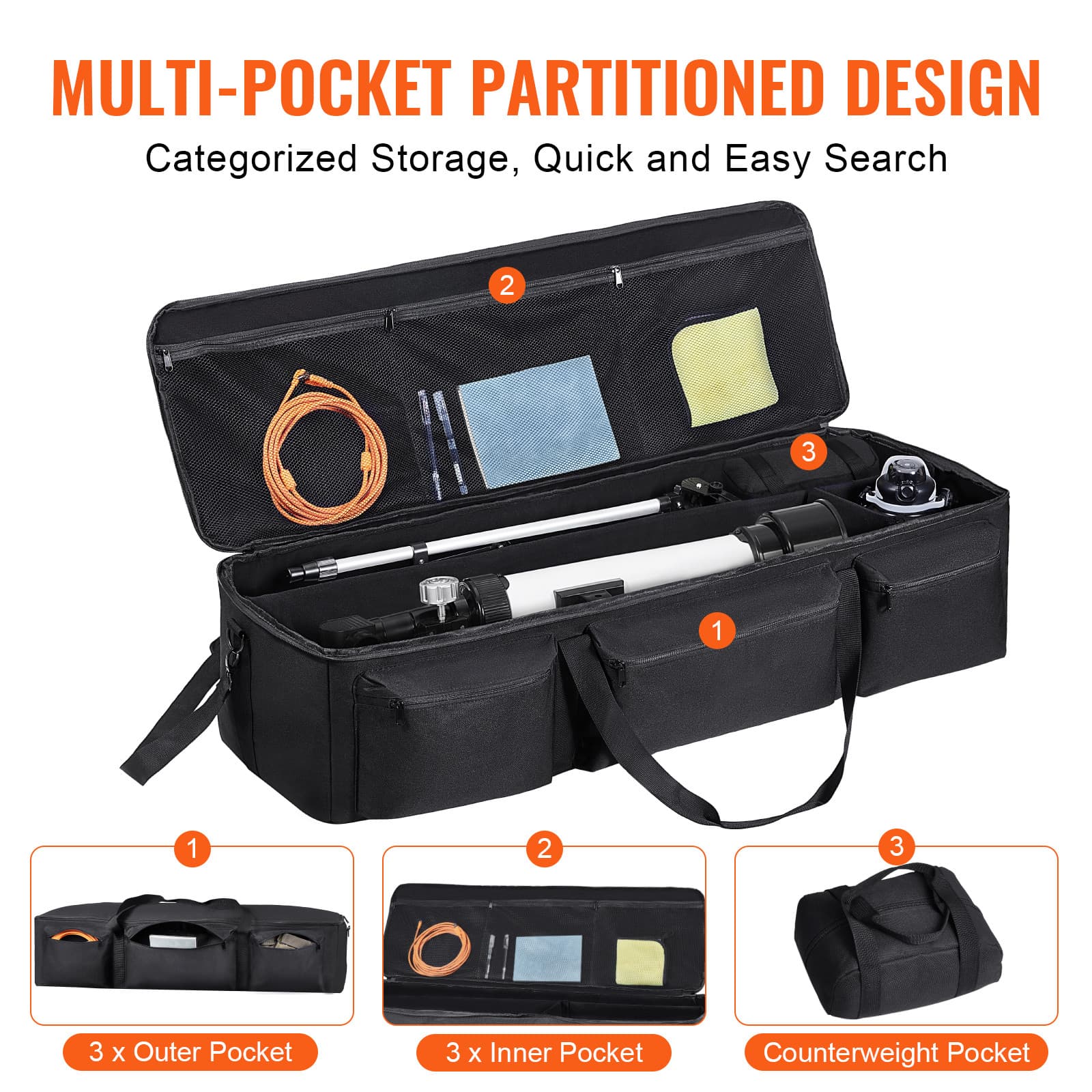 Telescope Case 40.7" Multipurpose Shock-Absorbent Telescope Storage Bag 4