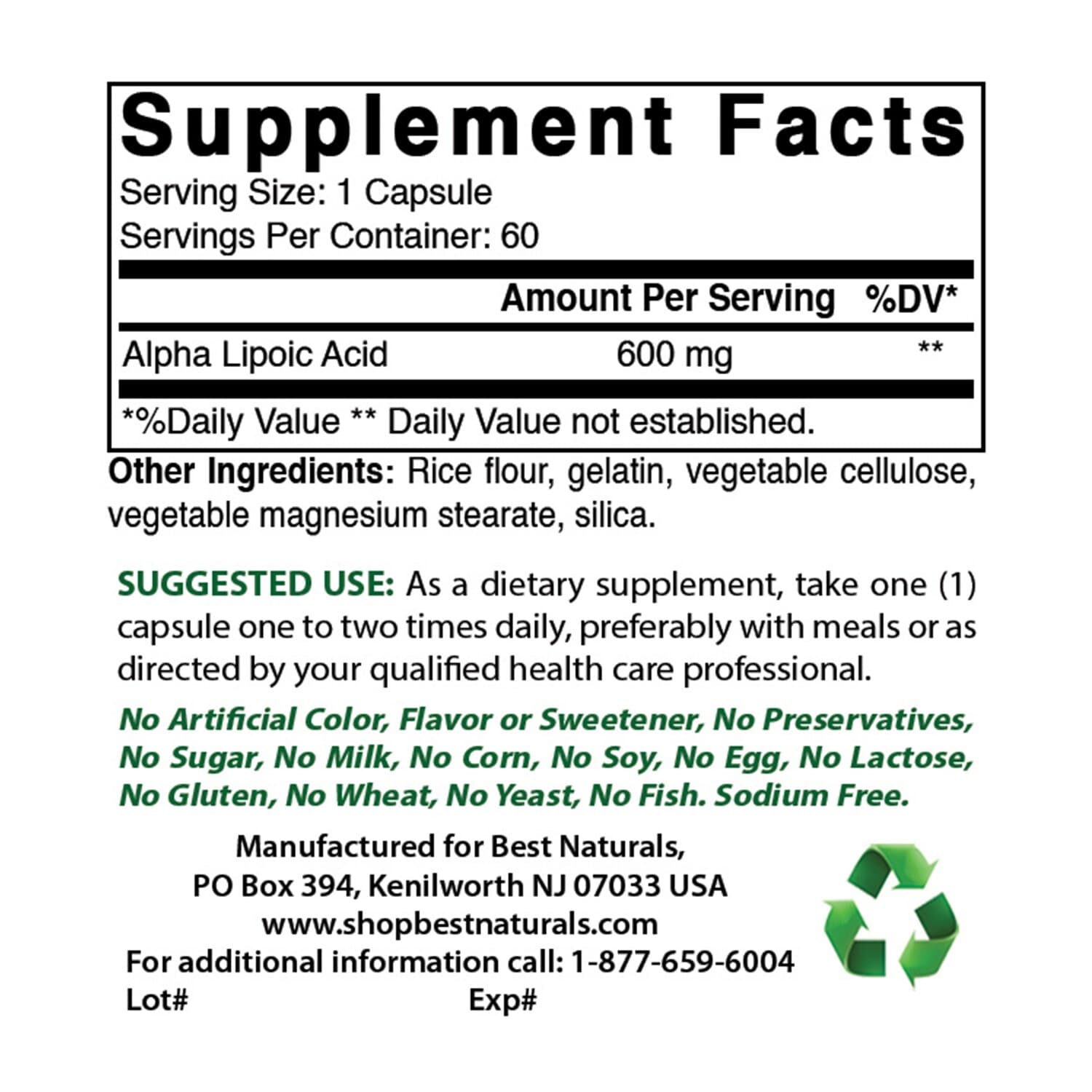 Best Naturals alpha lipoic acid 600 mg 60 Count - Powerful Antioxidant 2