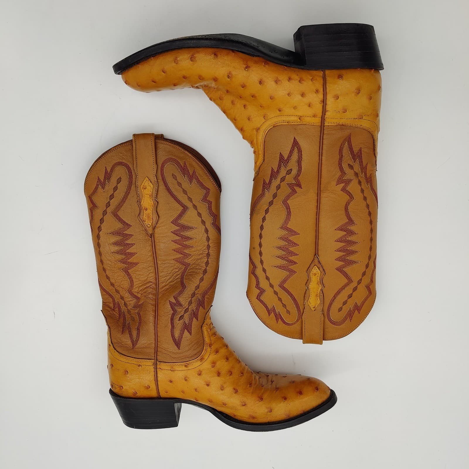 Lucchese 2000 Full Quill Ostrich Leather Cowboy Boots Mens 7.5D Western Exotic 2