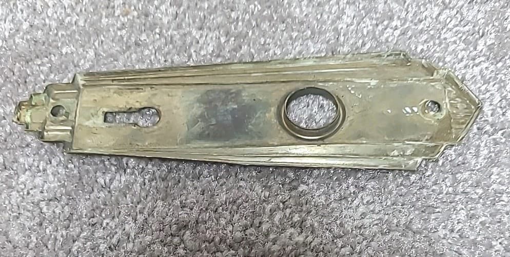 Set of 4 Brass Art Deco Door Knob Backplates with Key Holes 6"x1.75" Ships FREE 5