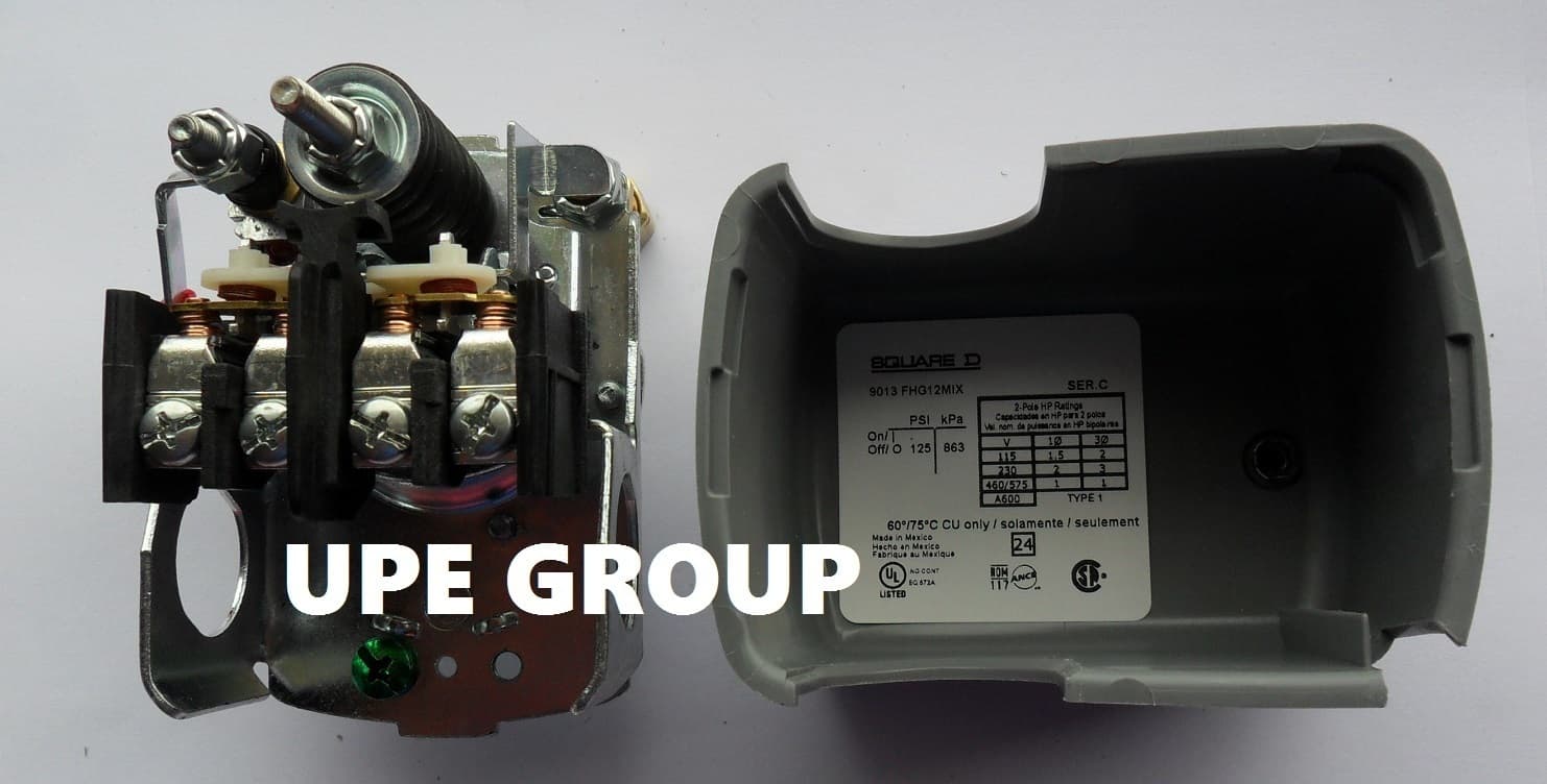 New SQUARE D Pressure switch 9013FHG12J52M1X  95-125  w/ Unloader & on/off lever 5