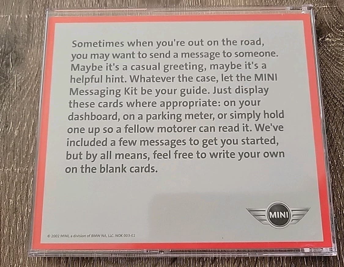 Vintage 2002 Mini Cooper Messaging Promotional Kit Exc Condition  3