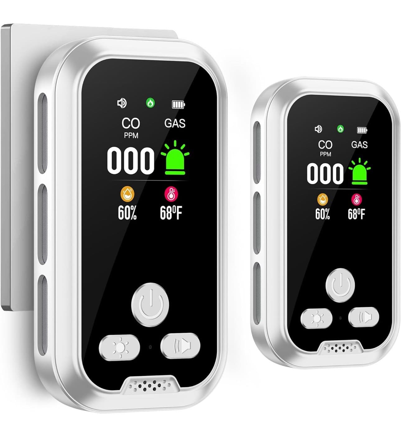 2pcs 4 in 1 Smoke Carbon Monoxide Detector Plug in AC Battery Backup HD Screen