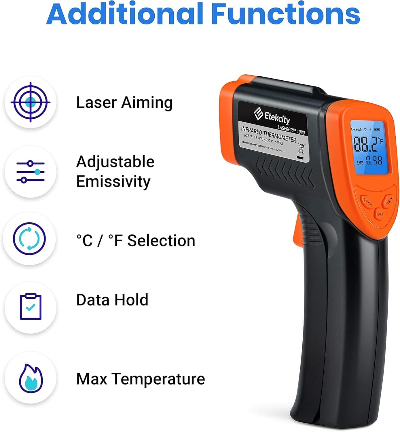 Infrared Laser Thermometer Gun No-Contact Digital Temperature Measurement Tester 4