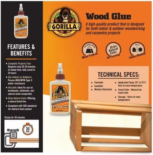Gorilla 4 fl. oz. Wood Glue/Epoxy, Free Shipping, New 4