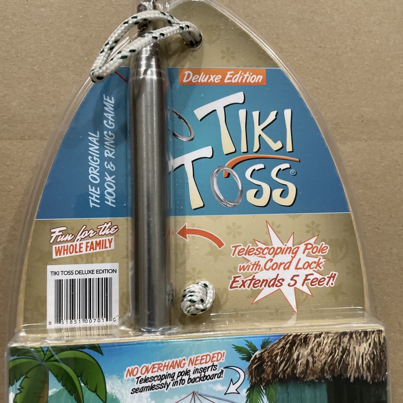 Tiki Toss Deluxe Edition Hook & Ring Game Extends 5’ Telescoping Pole Set Up New 4