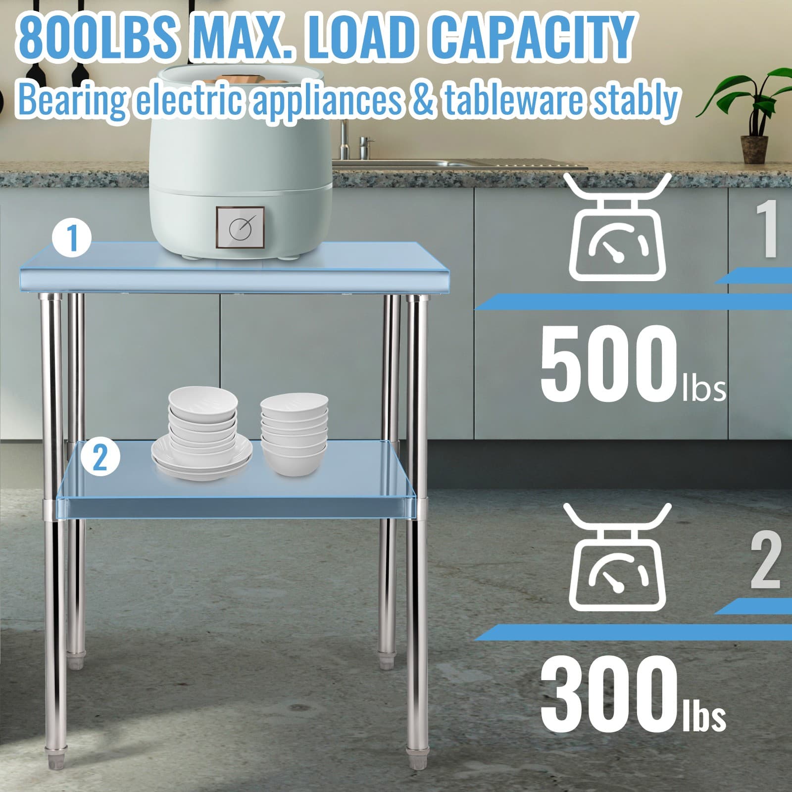 Uimoso 24x24x33.5in Stainless Steel Work Table Commercial Food Prep Table 4