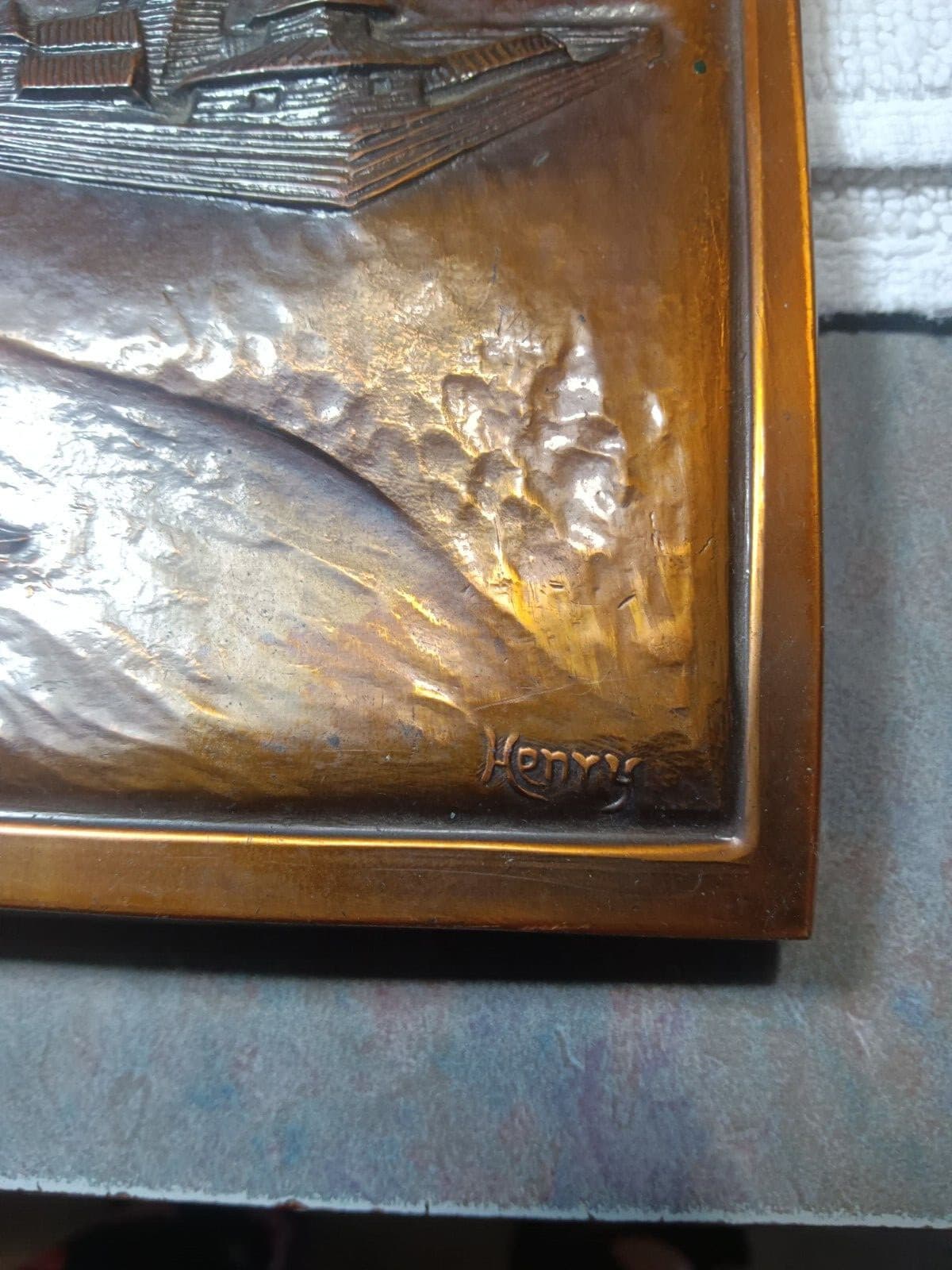 Worlds Fair 1936 Columbus / Zeppelin Blimp copper on metal plaque  Merit Chicago 5