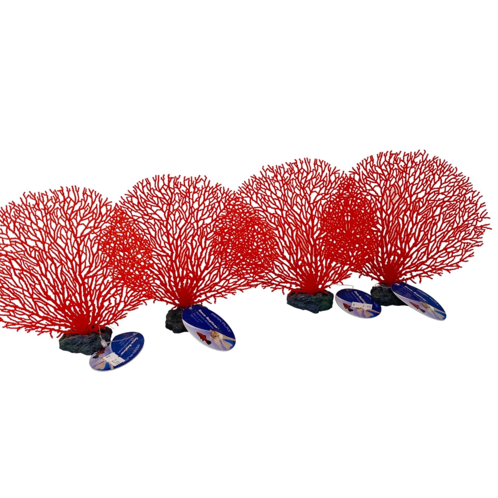 Penn-Plax Red Fan Coral 4 pack Red Aquarium Fish Tank Plant Foliage Decoration 3