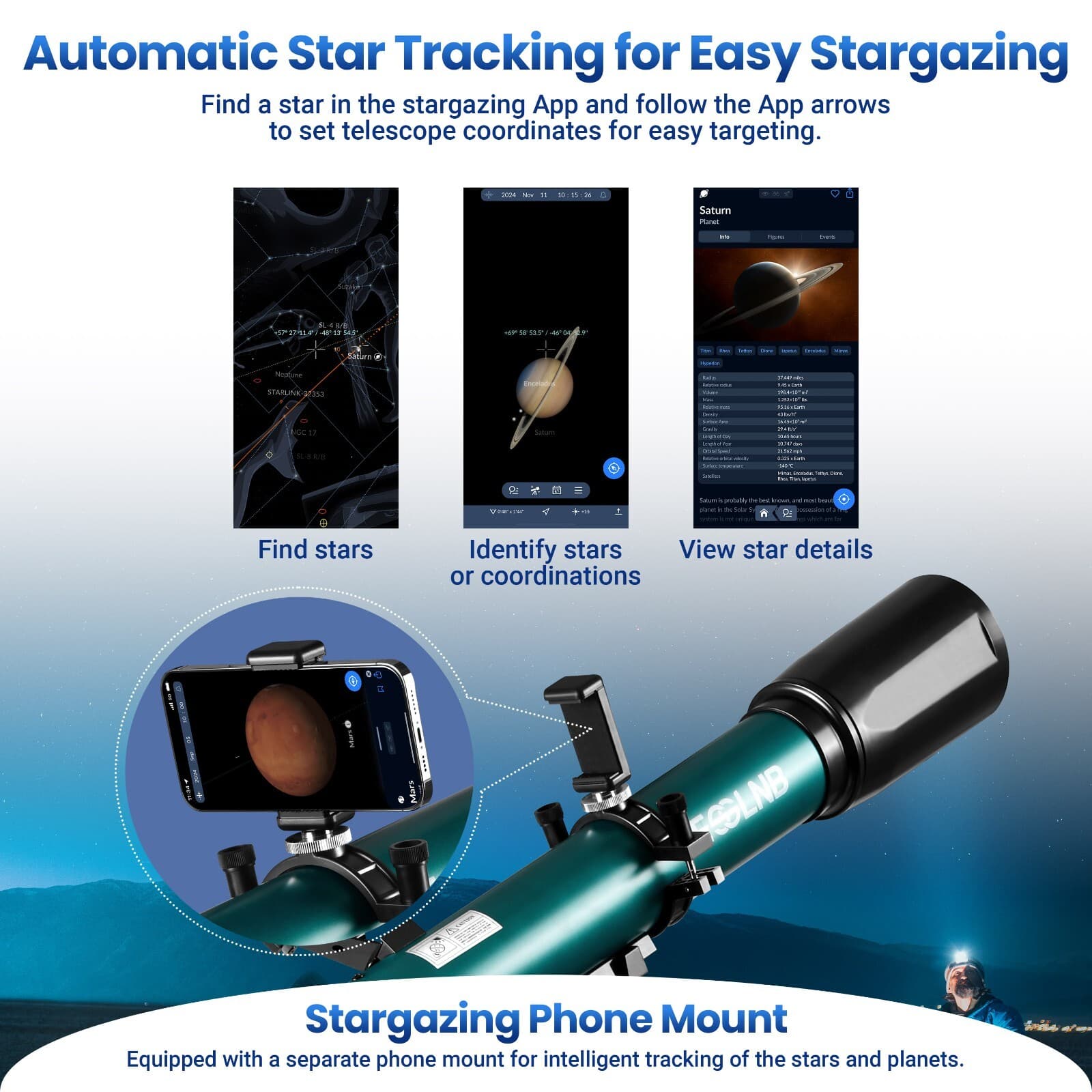 70080 Astronomical Telescope 210X with Phone Adapter for Beginner Moon Watching 6