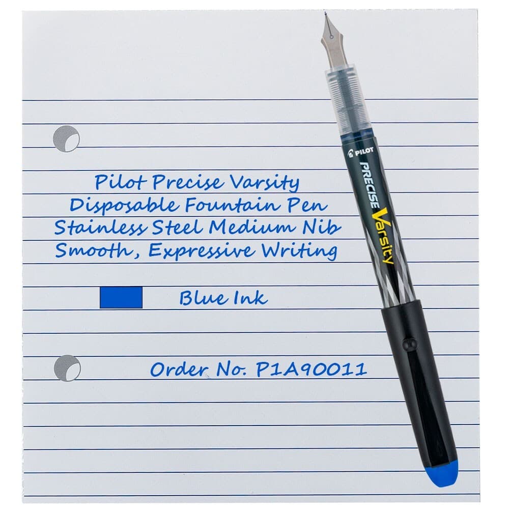 Pilot Precise Varsity 90011 Disposable Fountain Pen, Blue Ink, Box of 12 3