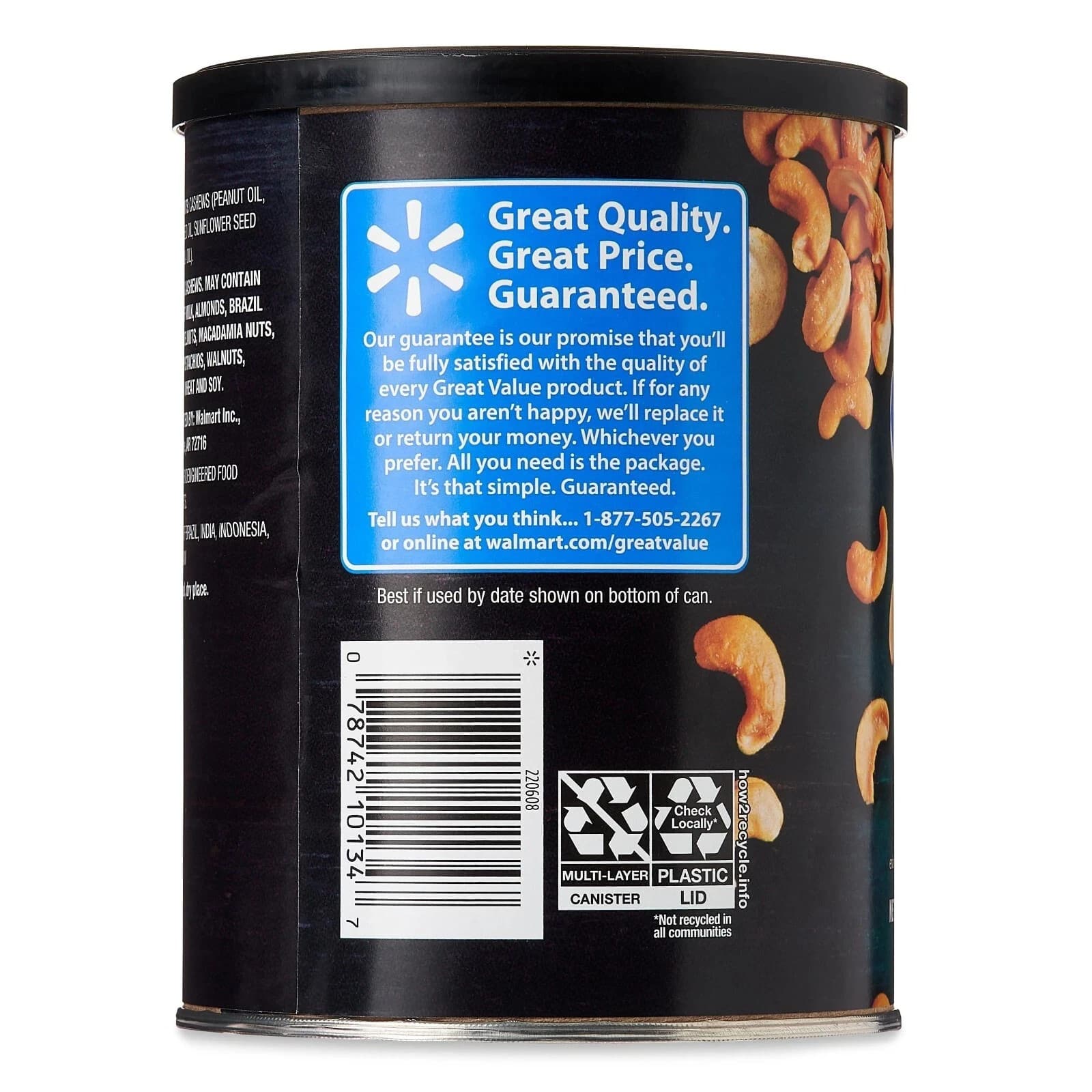 Great Value Deluxe Whole Cashews, Unsalted, 16 oz NEW 5