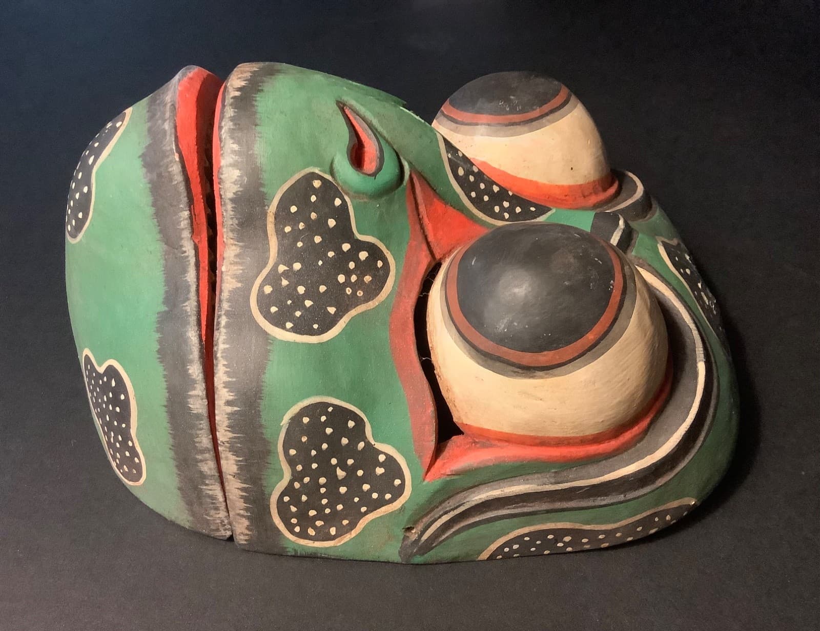 VTG Godogan Frog Face Prince Balinese Indonesian Carved Wood Mask Hinged Mouth 6