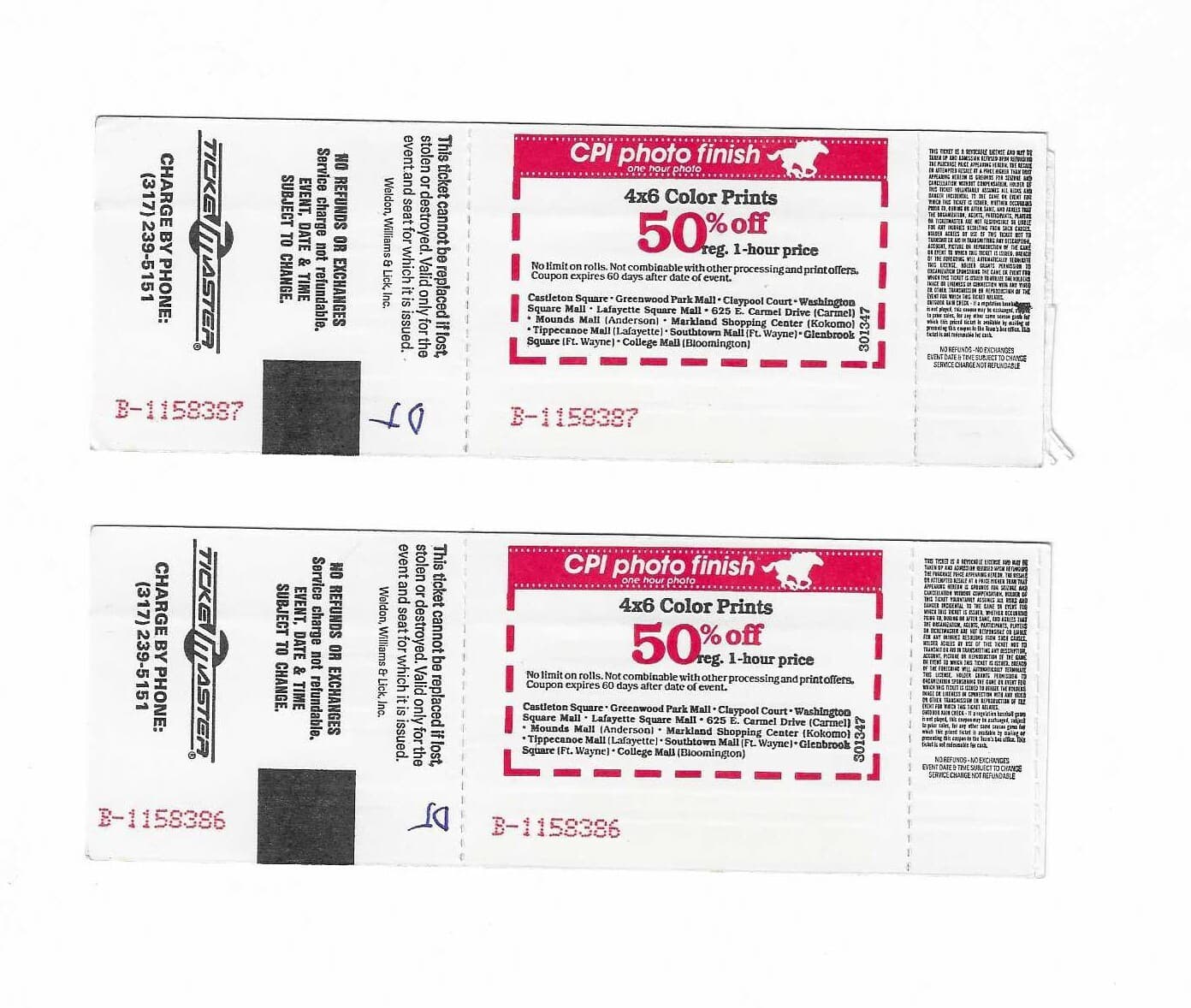 Melissa Etheridge Unused Concert Tickets From 11/18/1990 2