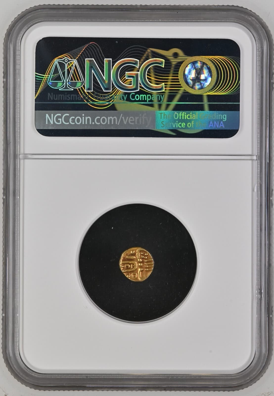 1500-1750 INDIA GOLD FANAM - NAYAKAS OF CHITRADURGA - VIRA RAYA TYPE - NGC AU58 2