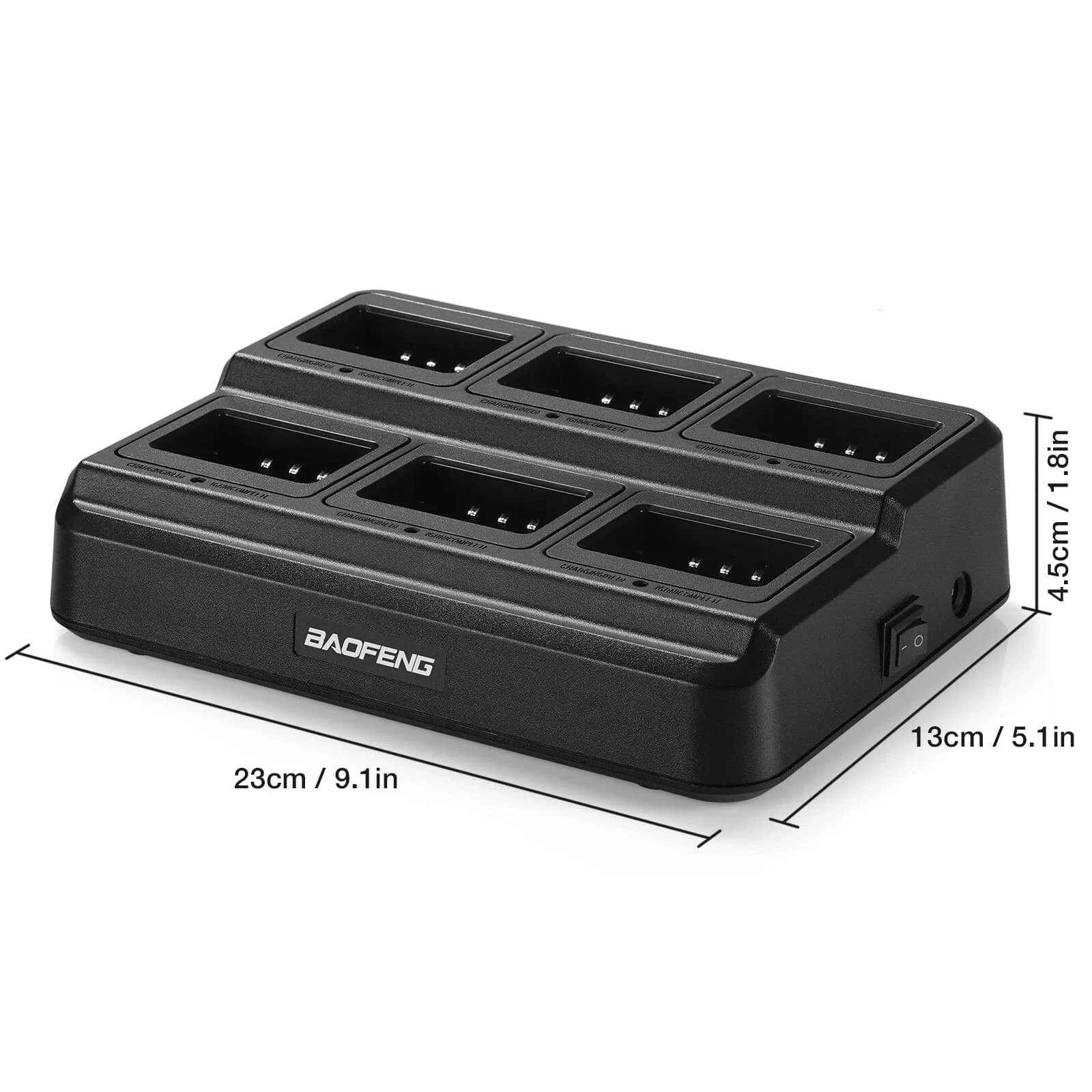 BAOFENG UV-5R 6-Way Charger Base Multi-Radio Charging Dock, Base Only Black New 3