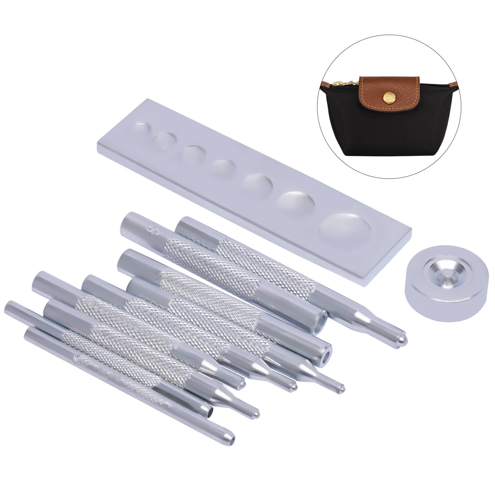 Craft Tool Die Punch Snap Kit Rivet Setter with Base for Punch Hole & Button 3