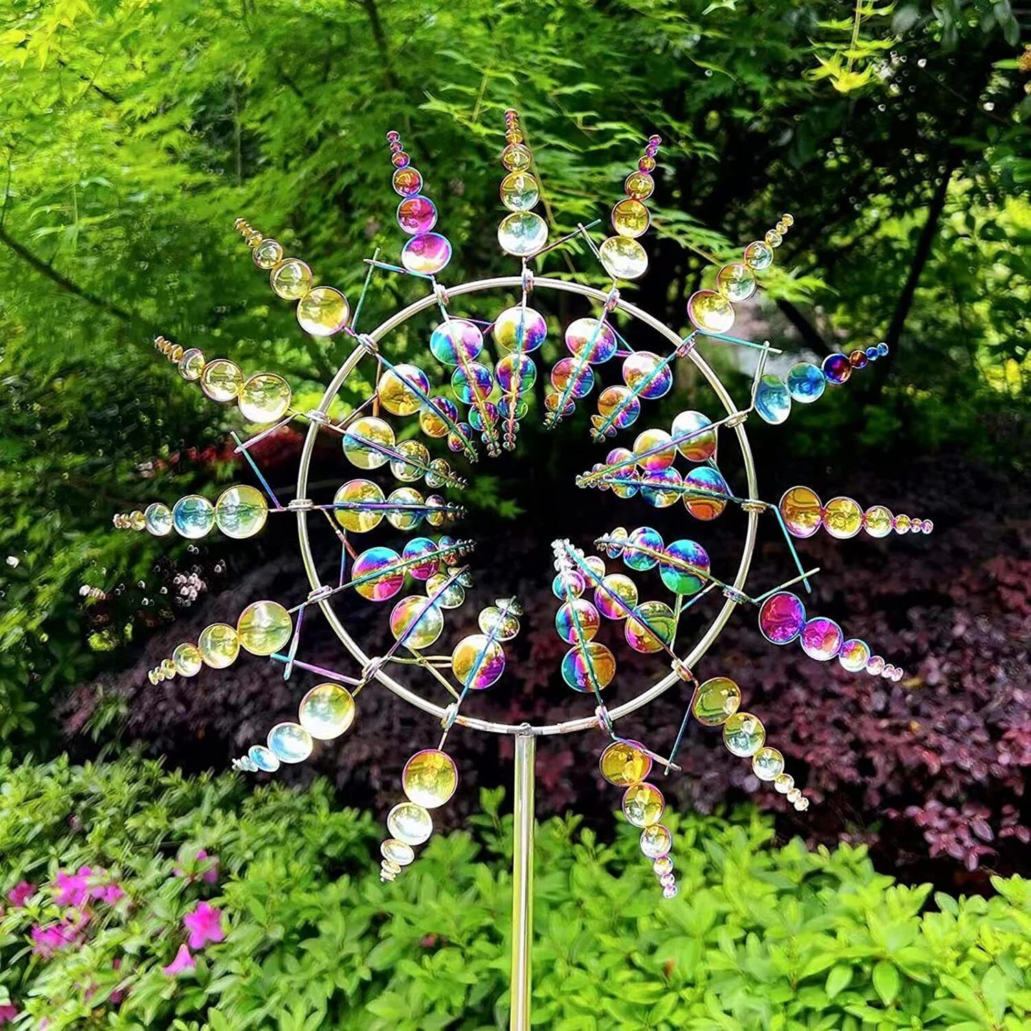 Magical Wind Powered Kinetic Windmill Metal And Sculpture Spinner Garden Unique 3