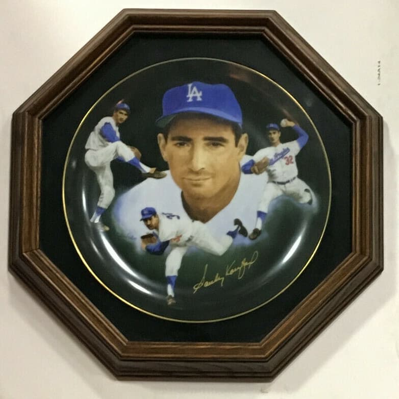 Sandy Koufax Signed  Dodgers Plate Framed Mint gold autograph LE /1000 Cbm COA