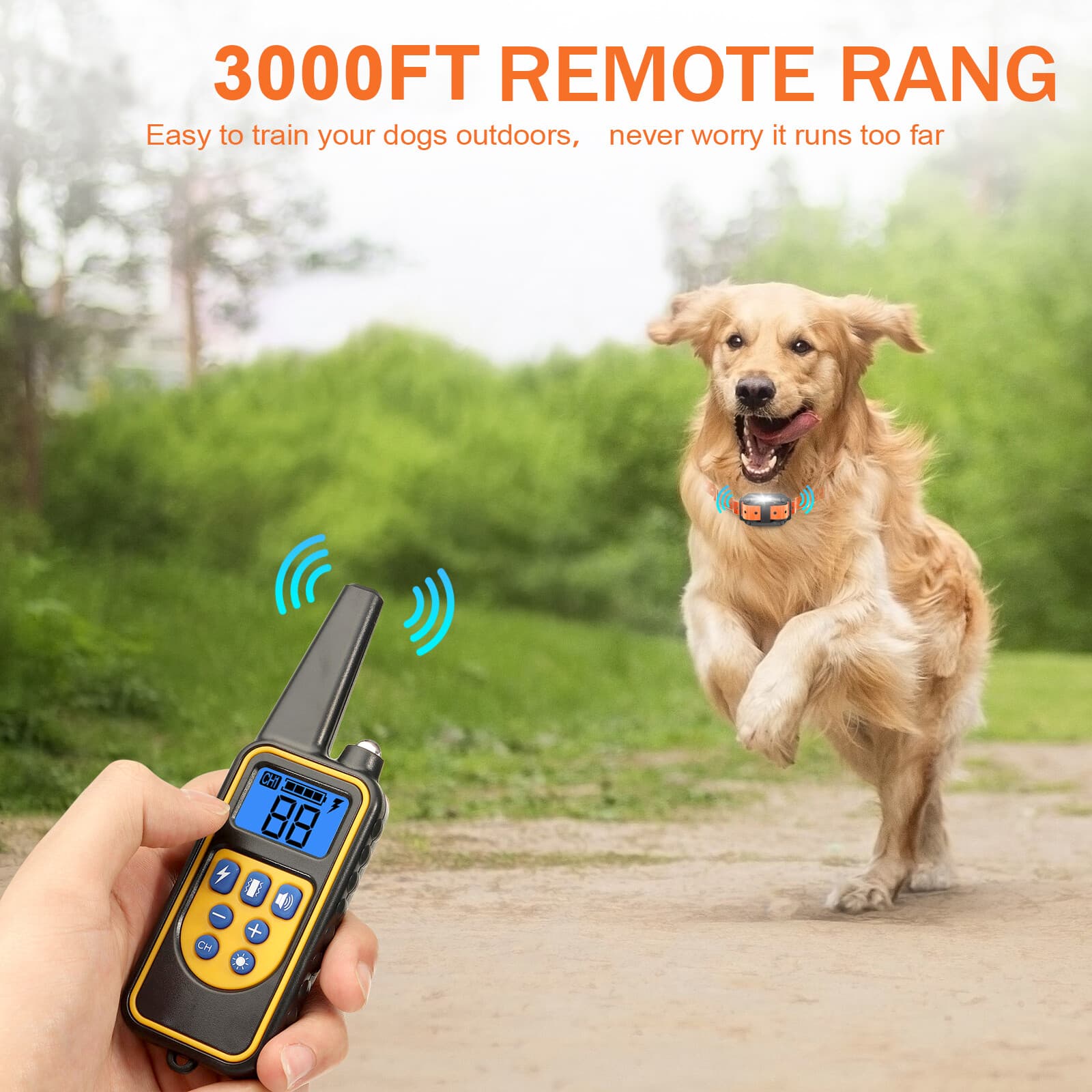 Dog Pet Training Collar Rechargeable Waterproof Electric Shock 3000 FT 4