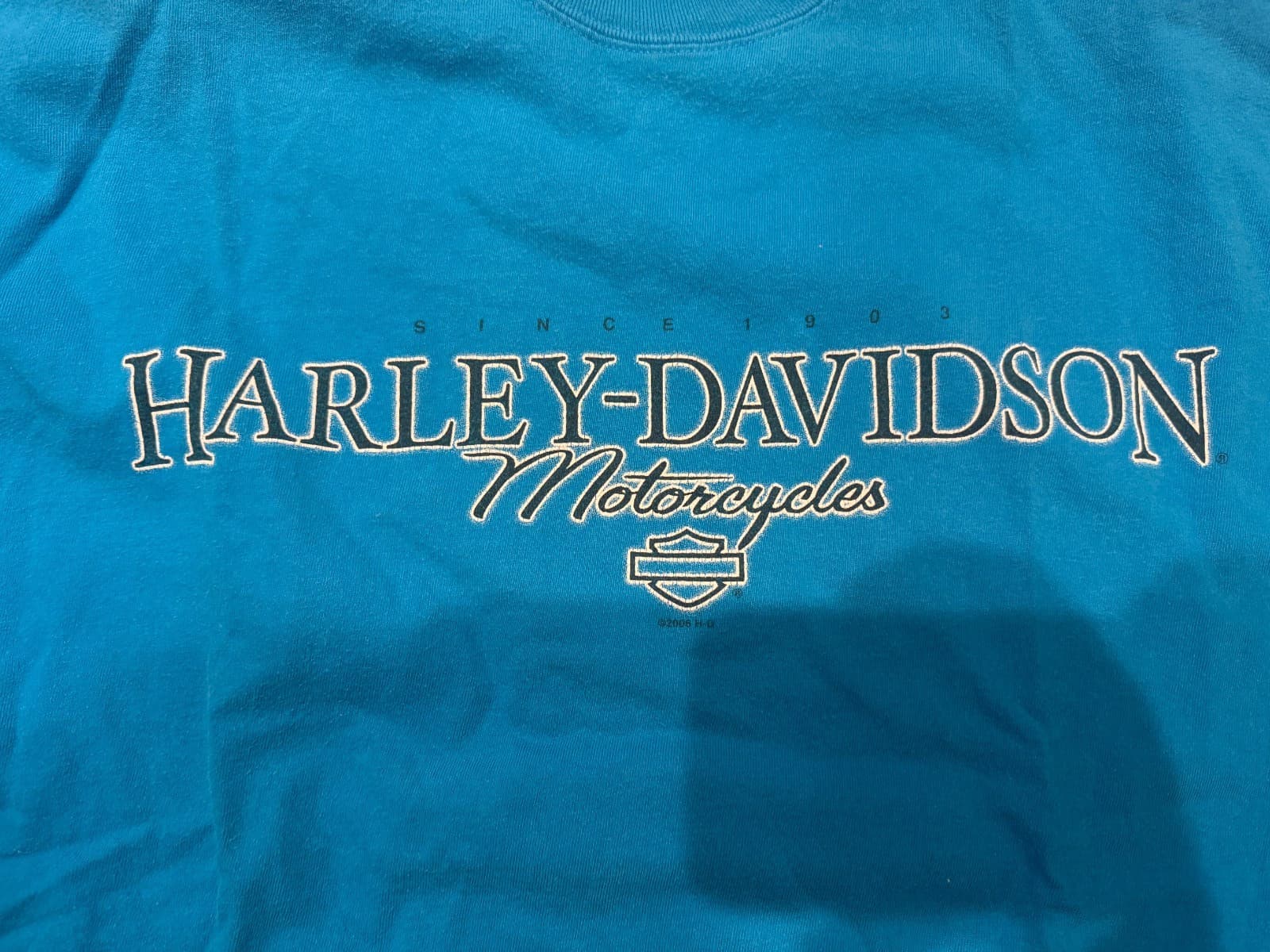 Harley Davidson Blue T shirt Mens XL  Lincoln Nebraska Frontier Logo HD 3