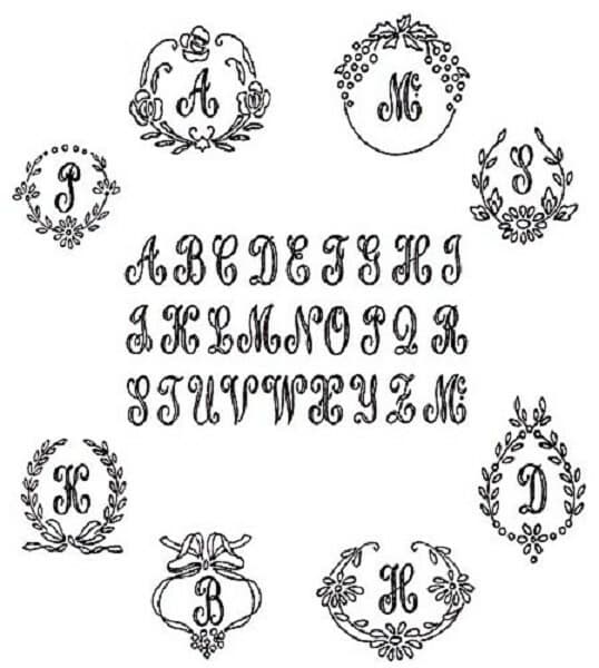 1927 Initials Iron-On Embroidery Transfers