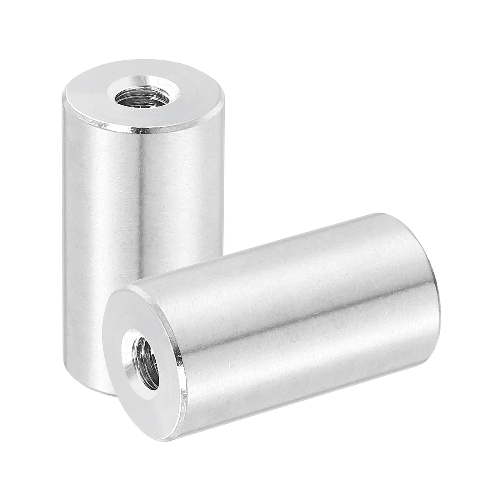 2Pcs 304 Stainless Steel M6x1.0mm Round Coupling Nuts, 0.63x1.18"(ODxH)