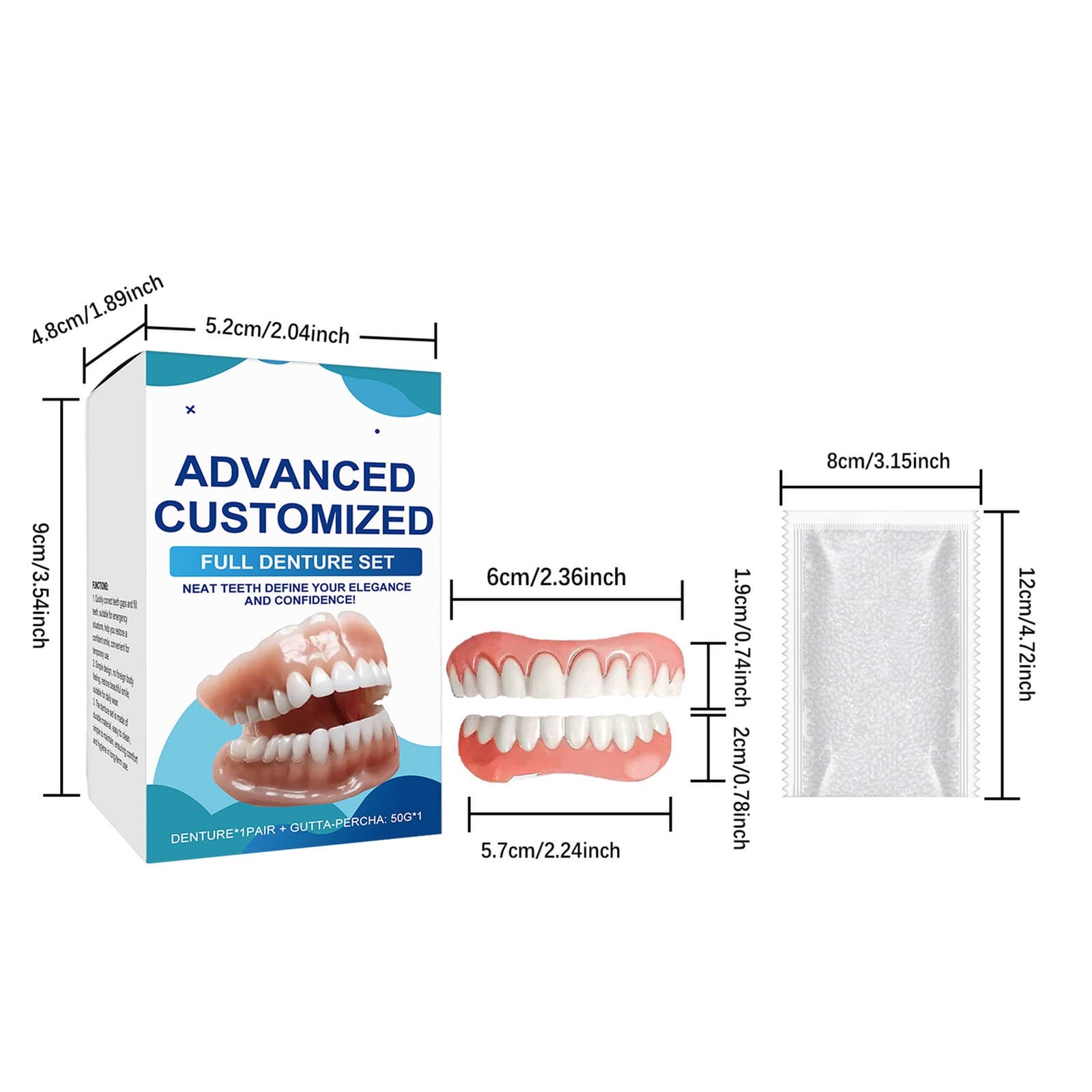 Full Denture Set for Men and Women Upper and Lower Denture False Teeth 3