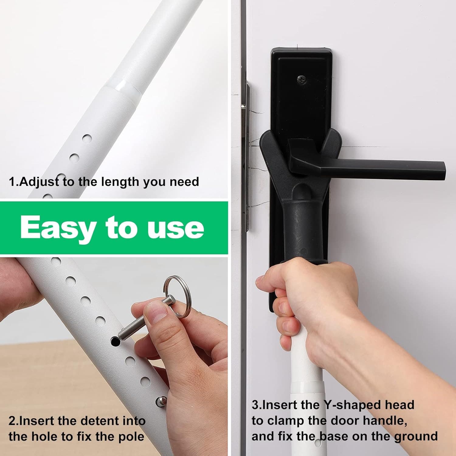 Metal Door Brace Big Jammer Home Security Lock Bar Apartment Safety (2 Pack) 6