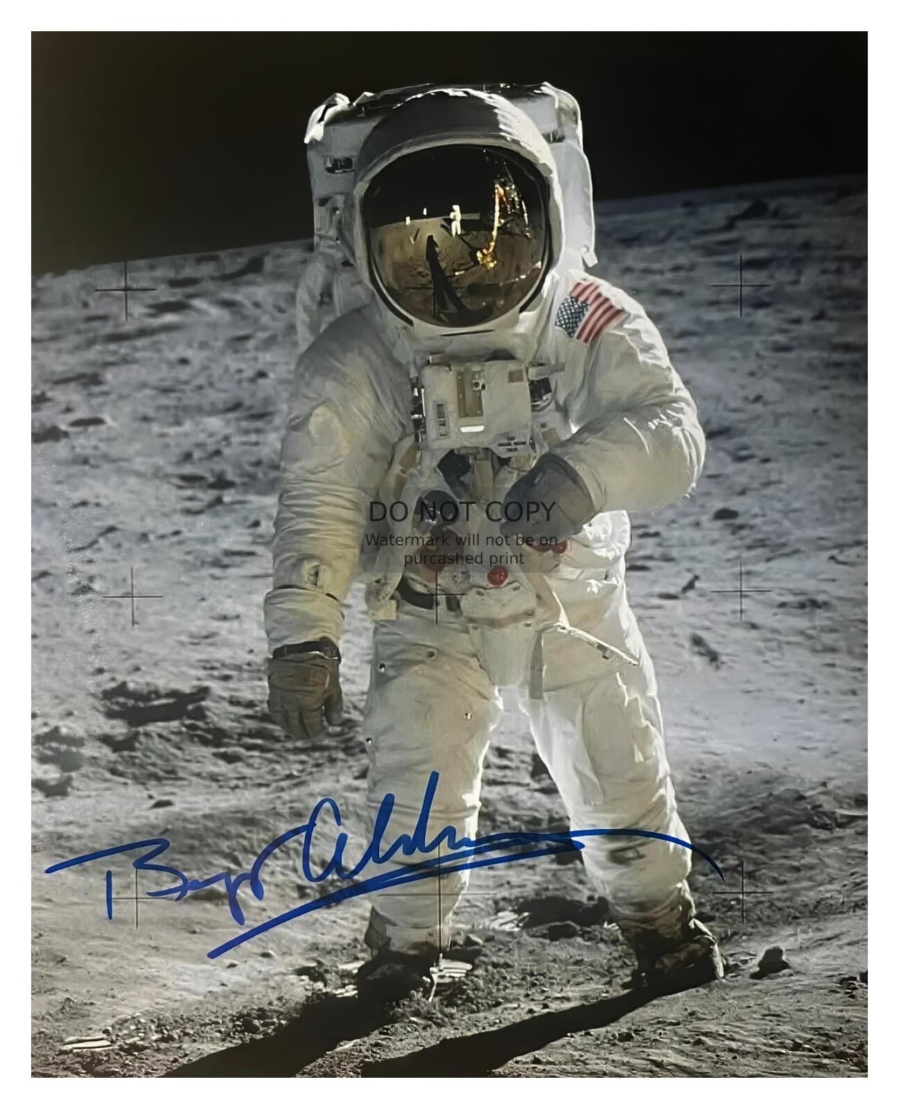 BUZZ ALDRIN APOLLO 11 ASTRONAUT ON THE MOON AUTOGRAPHED 8X10 NASA PHOTO