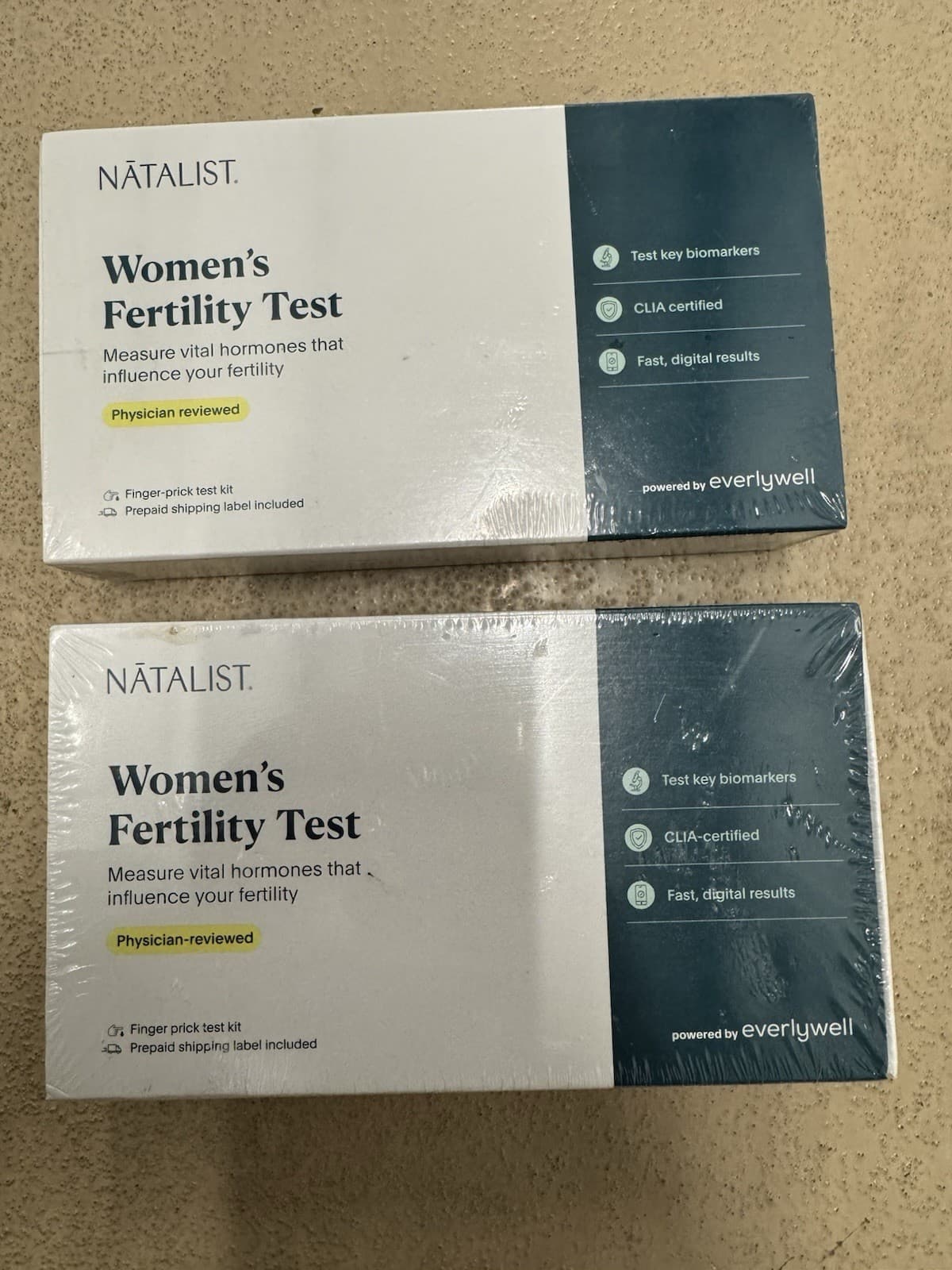 2 Boxes Natalist Women’s At-Home Fertility Hormone Test Kit by Everlywell Sealed