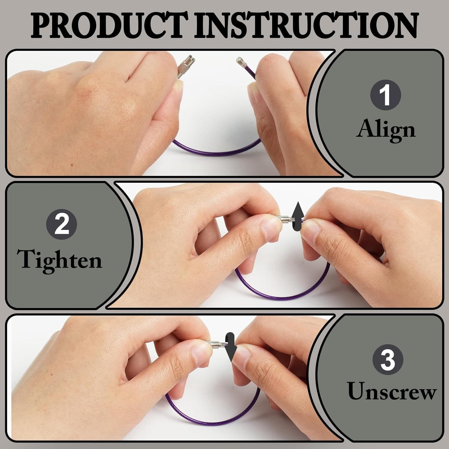 16Pcs Wire Keychain Cable 6 Inch Stainless Steel Large Key Rings 2mm Key Chains 4