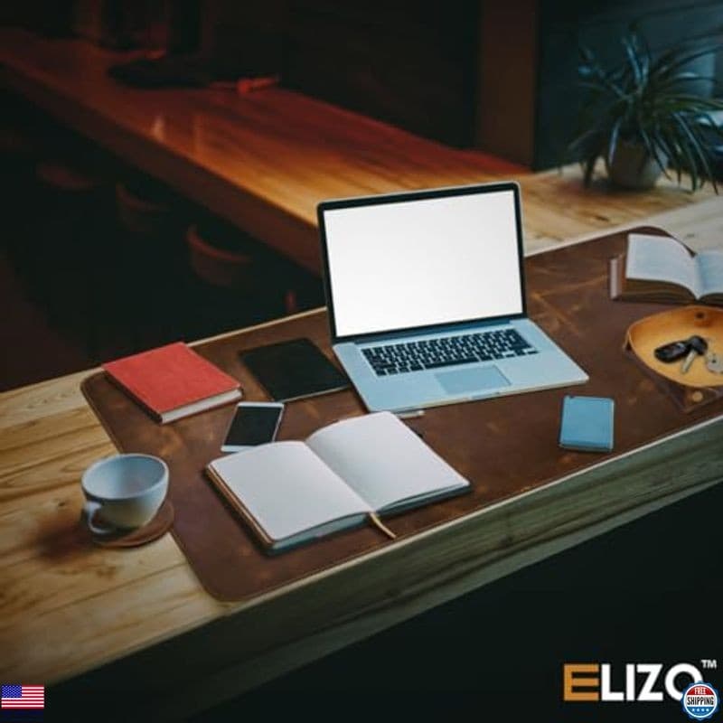 ELIZO Leather Desk Pad Mat 31x15.6" Thick 3mm Double Layer Blotter Protector 5
