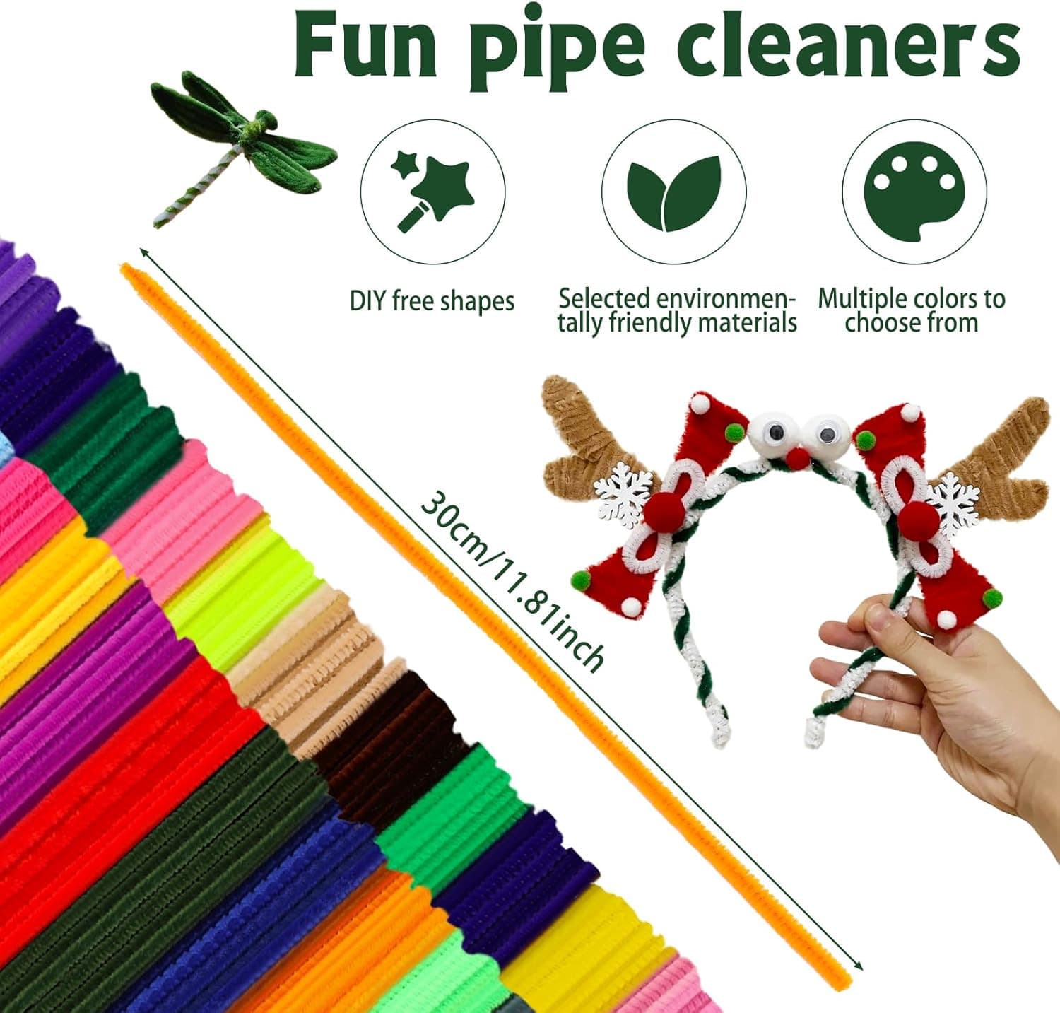 200Pcs Pipe Cleaners, 20 Colors Thick Pipe Cleaners Craft, Multi-Color Chenille 2