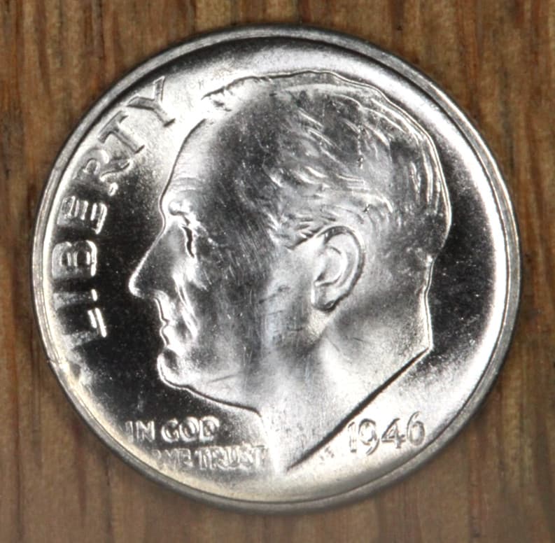 1946 S Roosevelt Dime 10¢ - BU - Choice to Gem Uncirculated 2