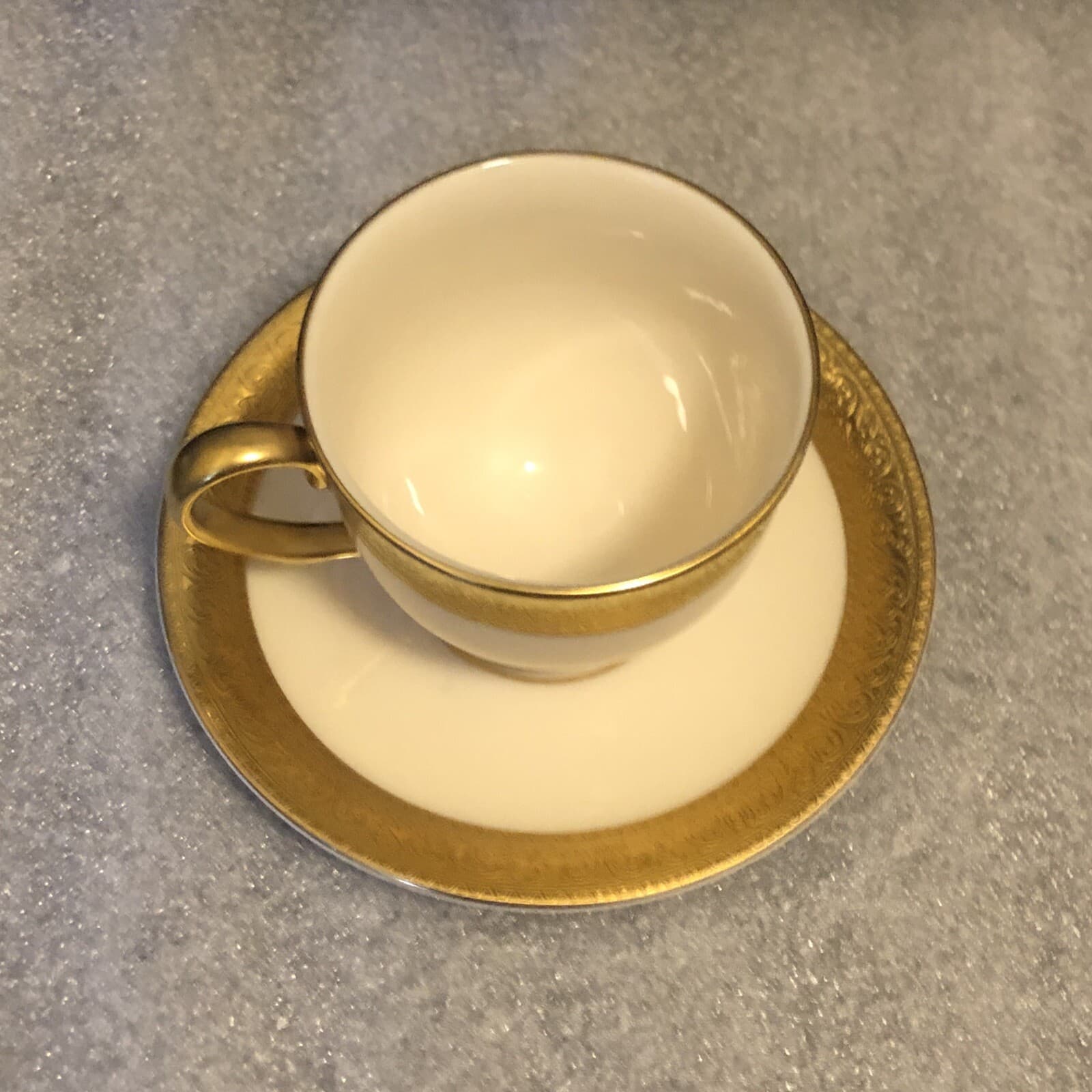 Vintage Lenox Westchester Footed Cup & Saucer Set w/Golden Encrusted Band 2