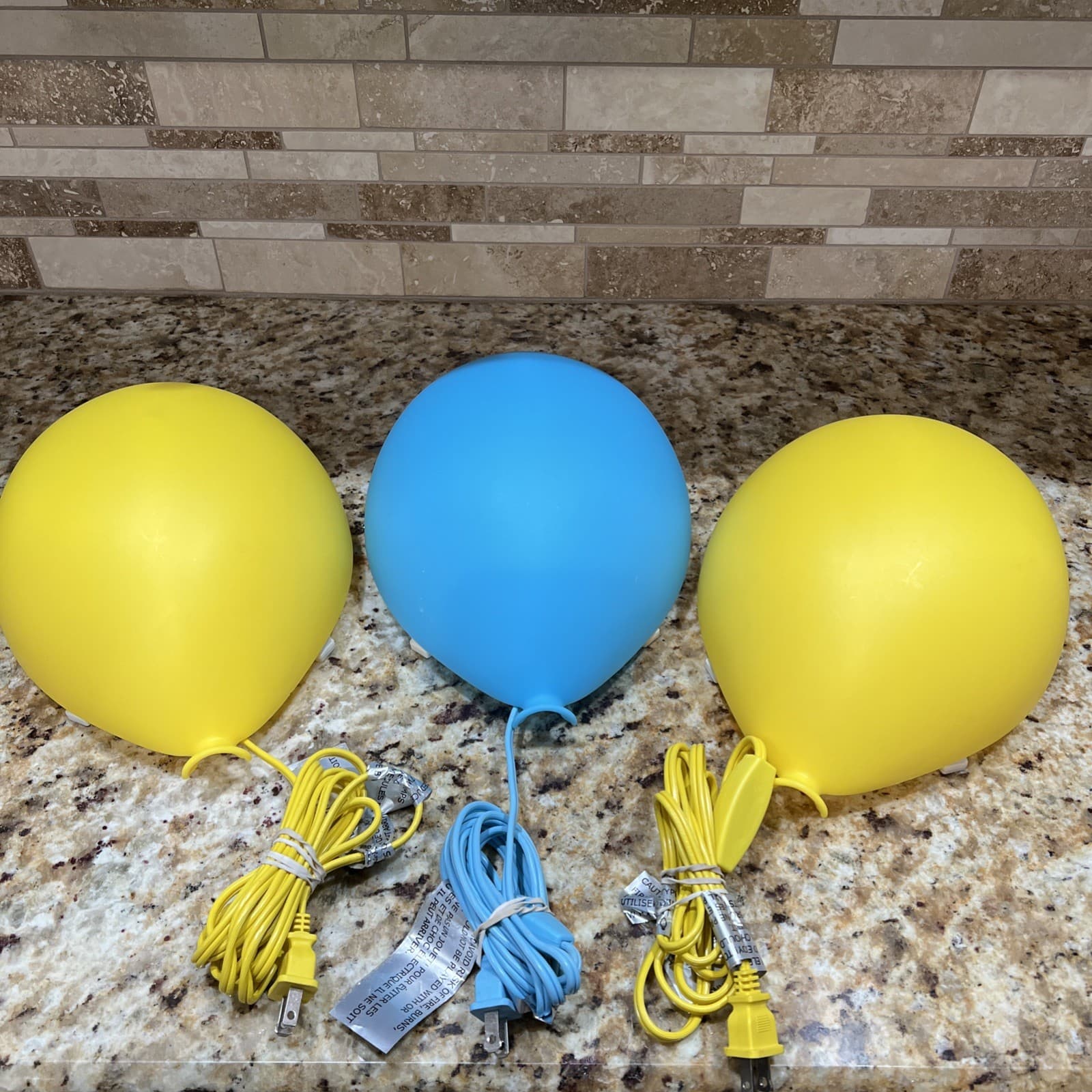 LOT OF 3 IKEA DROMMINGE BALLOON WALL LIGHTS LAMPS 2 YELLOW 1 BLUE TESTED FREE SH