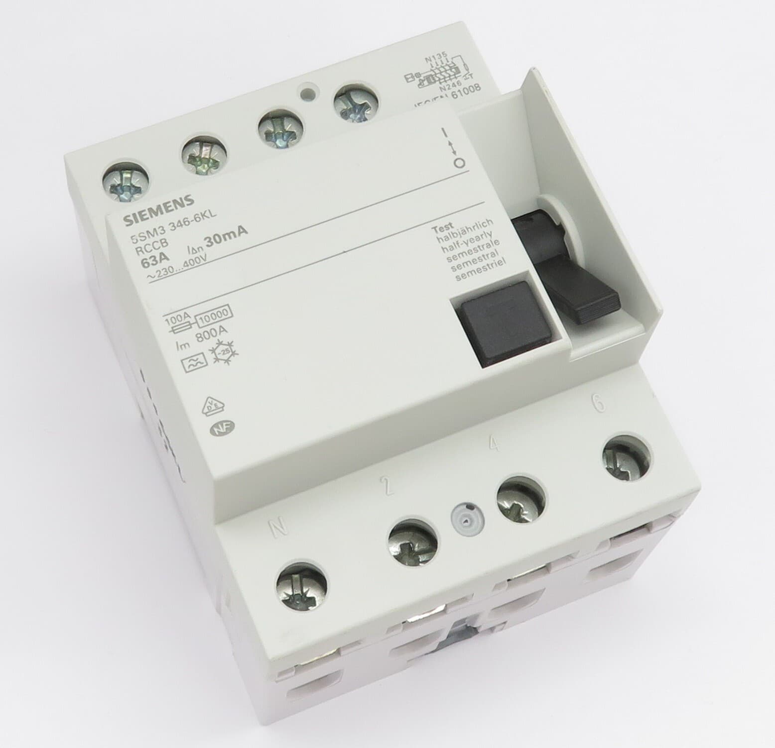 SIEMENS 5SM3346-6KL FI Circuit Breaker Type A Residual Current Circuit Breaker 63A 30mA