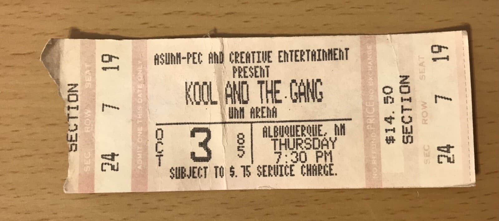 1985 KOOL AND THE GANG ALBUQUERQUE CONCERT TICKET STUB LADIES' NIGHT CELEBRATE!
